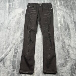 Valabasas PLA Womens Black Distressed Ripped Slim Denim Jeans Size 10 Distressed